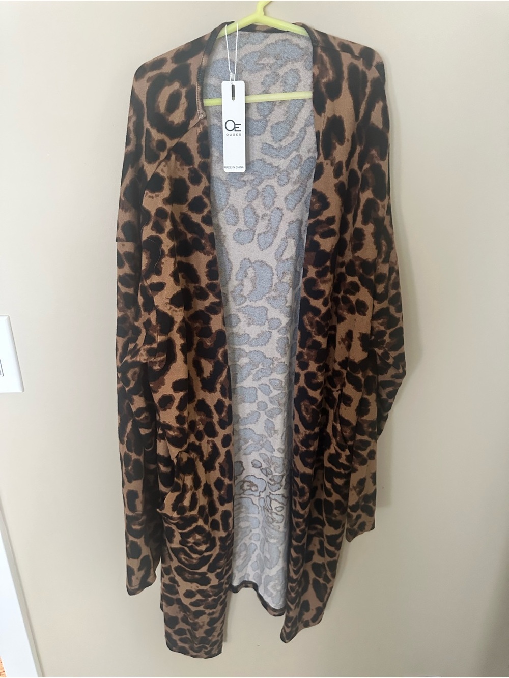 OE Leopard Print Open-Front Cardigan - Brown/Black